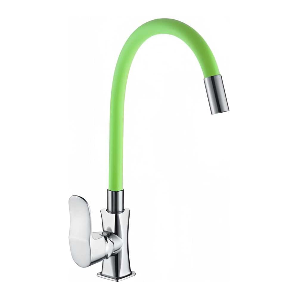 Изображение товара Смеситель для кухни ООО ПКФ Сварком однорычажный, гибкий излив зеленый л/г (уп/1шт) СанТех s048681