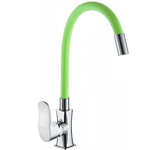 Изображение товара Смеситель для кухни ООО ПКФ Сварком однорычажный, гибкий излив зеленый л/г (уп/1шт) СанТех s048681