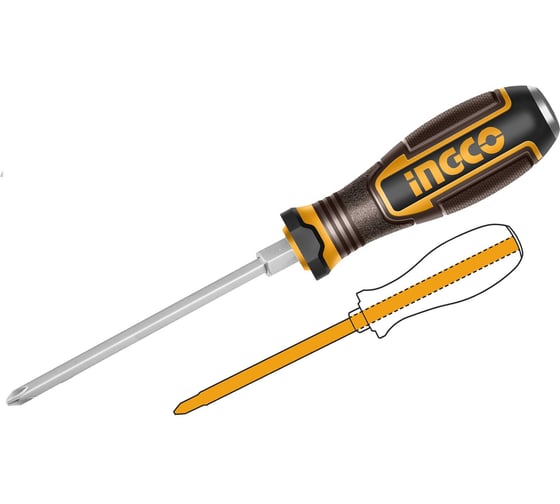 Изображение товара Отвертка ударная крестовая INDUSTRIAL INGCO PH3x200 (12/72) HGTPH3200
