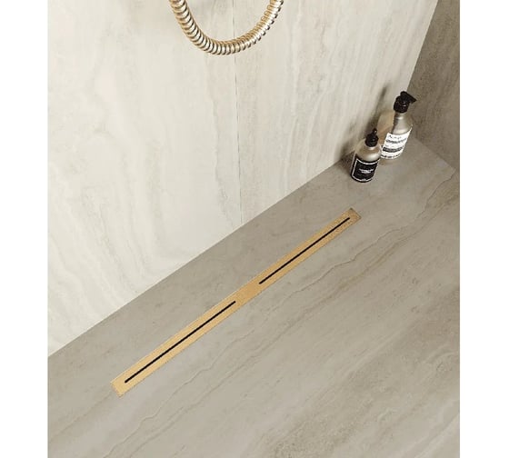 Изображение товара Душевой трап RGW SDR-52Gb-60 двухлинейный щелевой 600 Золото браш O 50 мм сифон + ножки, под плитку 76215260-06