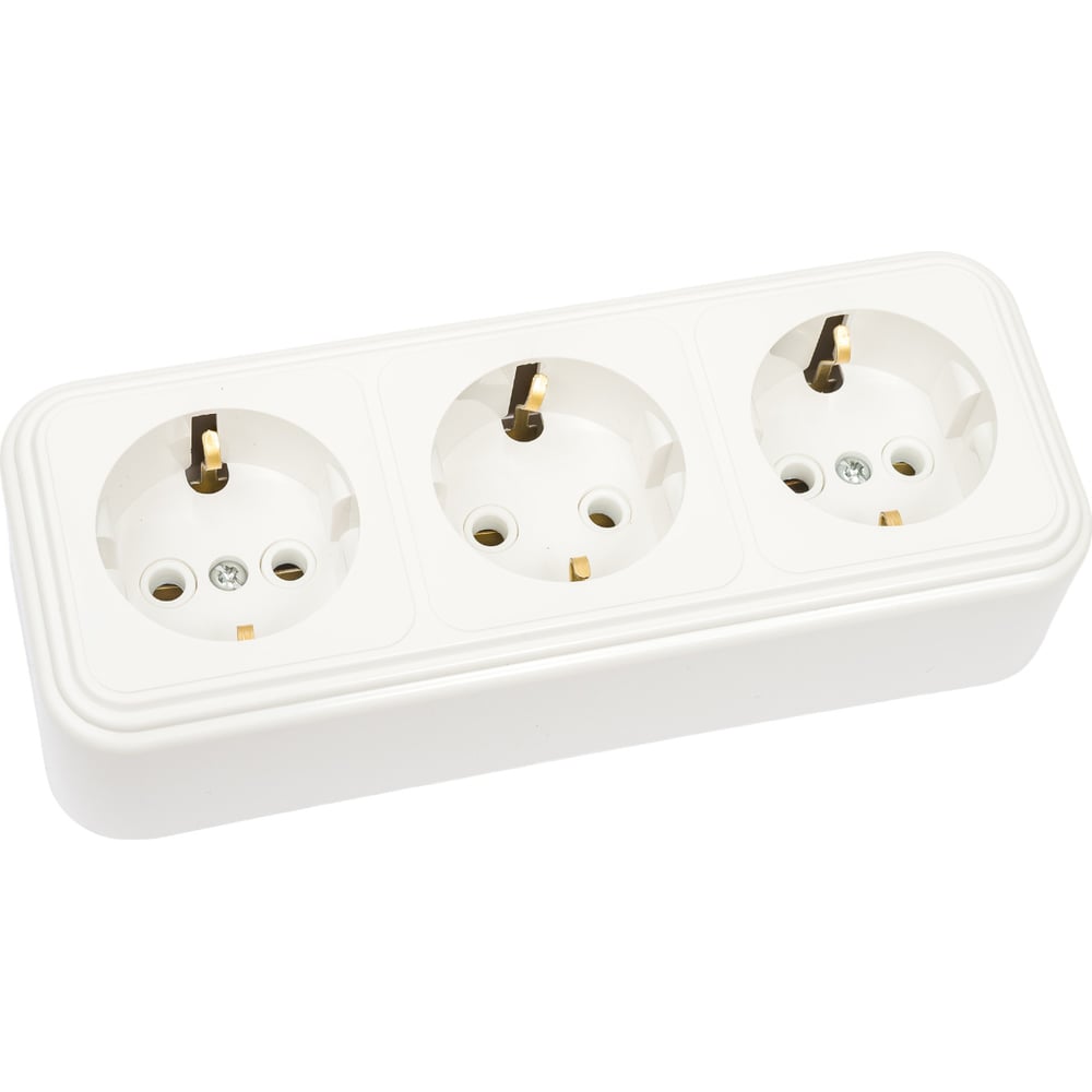 Изображение товара 3-местная накладная розетка SVET RA 16-365 белая с заземлением