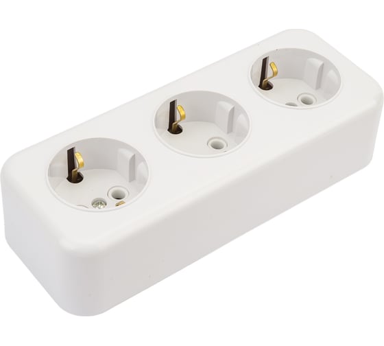 Изображение товара 3-местная розетка SVET RA 16-343-Белый открытой установки с заземлением EV0311-0013