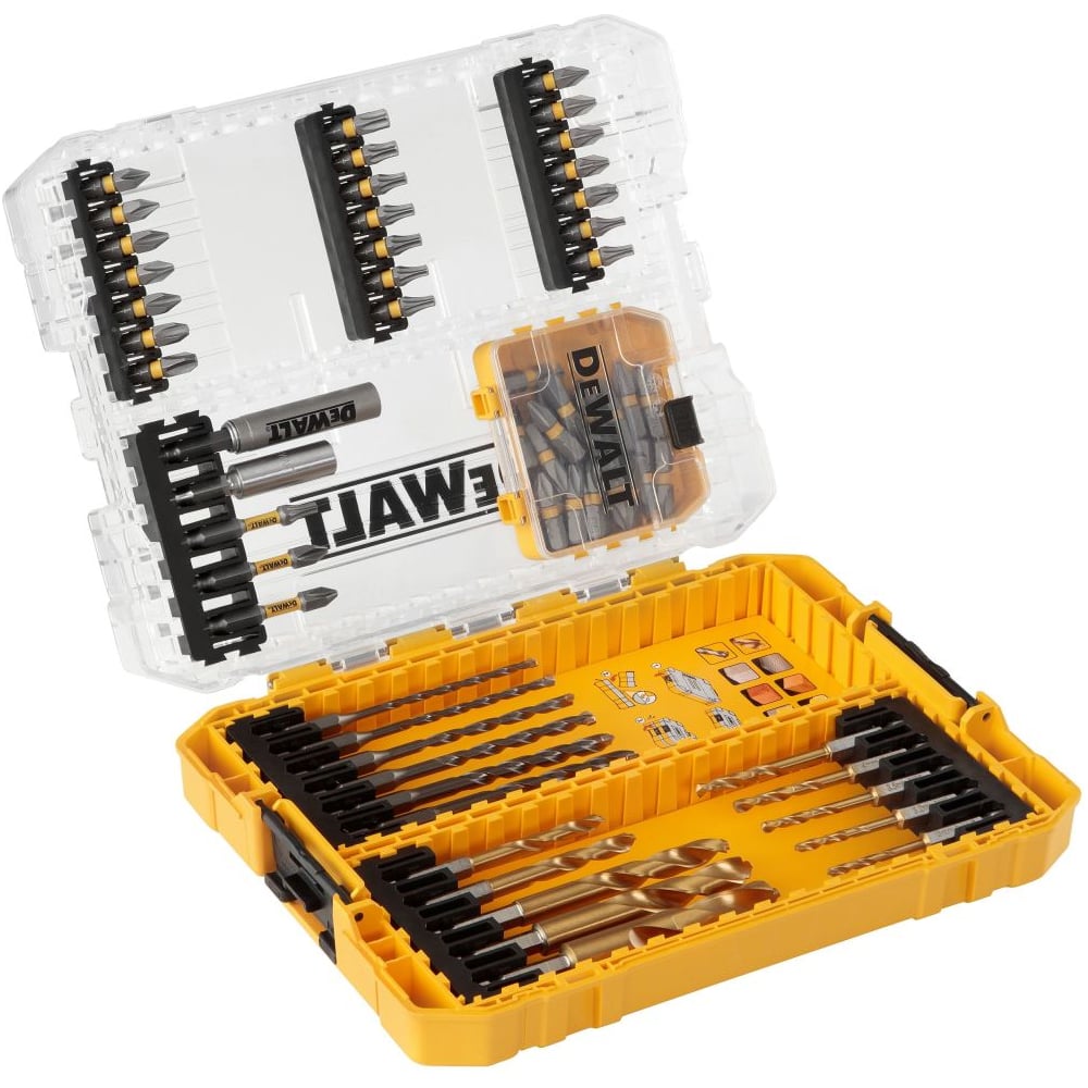 Изображение товара Набор бит Dewalt DWACS65 65 шт. в кейсе: PH, PZ, TX, сверла спиральные