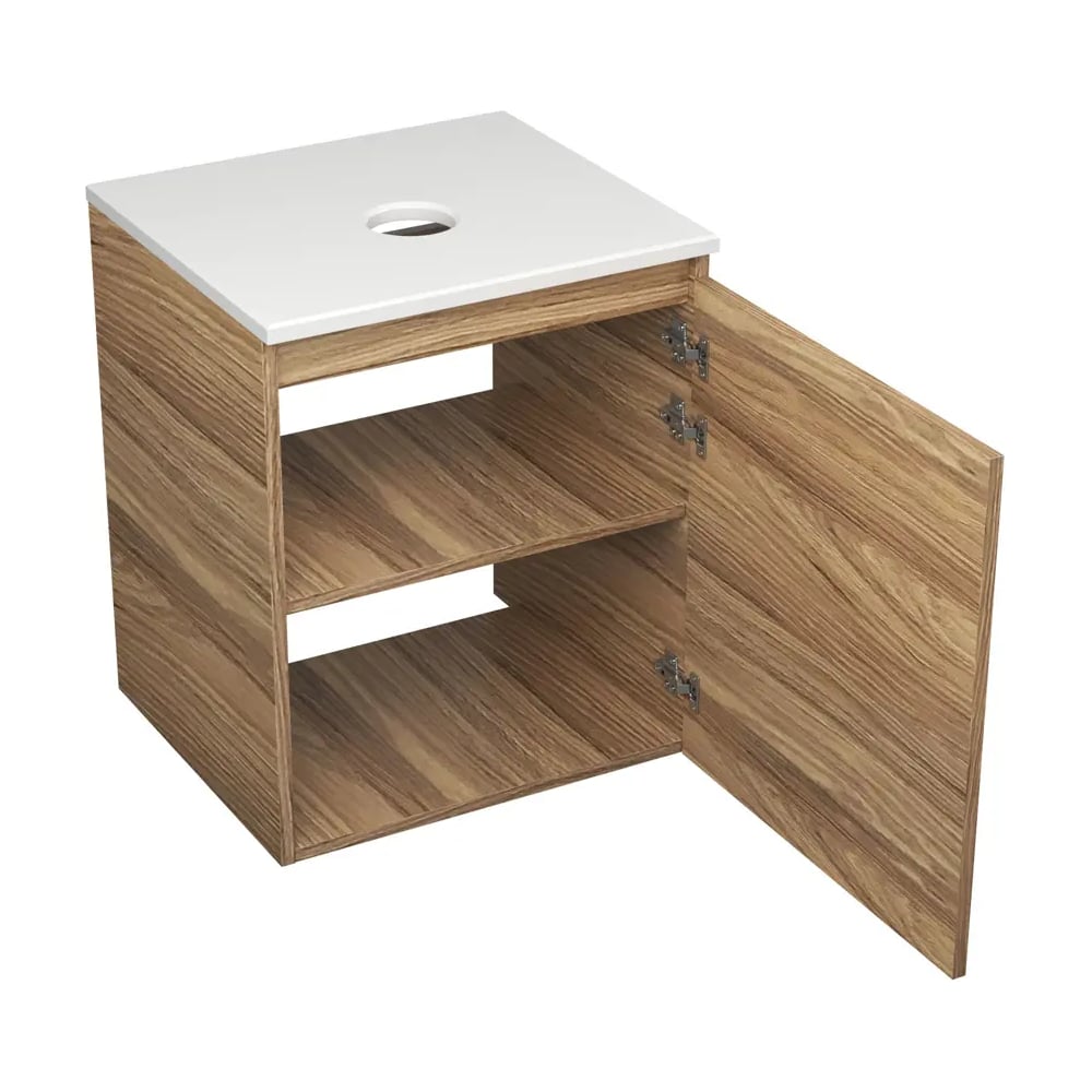 Тумба Bauedge Bau Dream Blackwood 50 с дверцей, раковина BAU Nimb 51x41 белая, выпуск клик клак хром SD3156