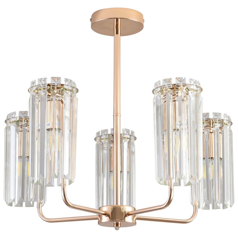 Изображение товара Подвесная люстра LUMION FAVLA 8347/5 с прозрачными плафонами и золотистой арматурой