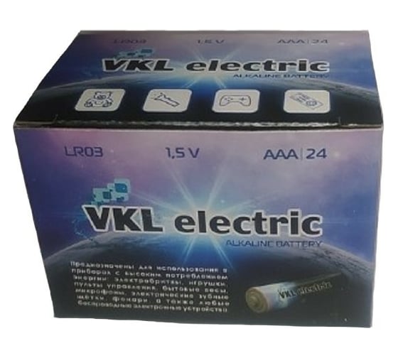 Изображение товара Батарейка VKL electric LR 03 / ААА Alkaline BOXх24 1,5В 24 1194413