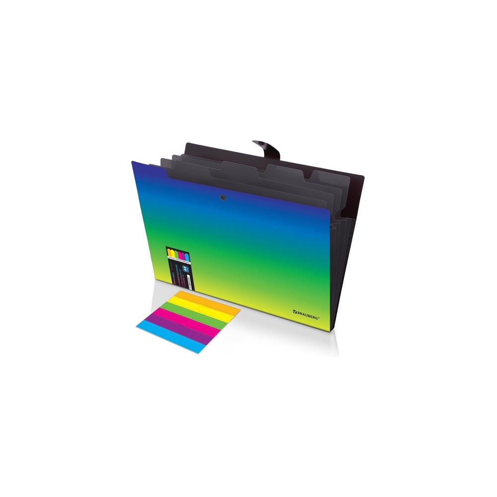 Изображение товара Папка-органайзер на кнопке BRAUBERG GRADE 5 отделений, A4, зелено-голубой градиент, 274092