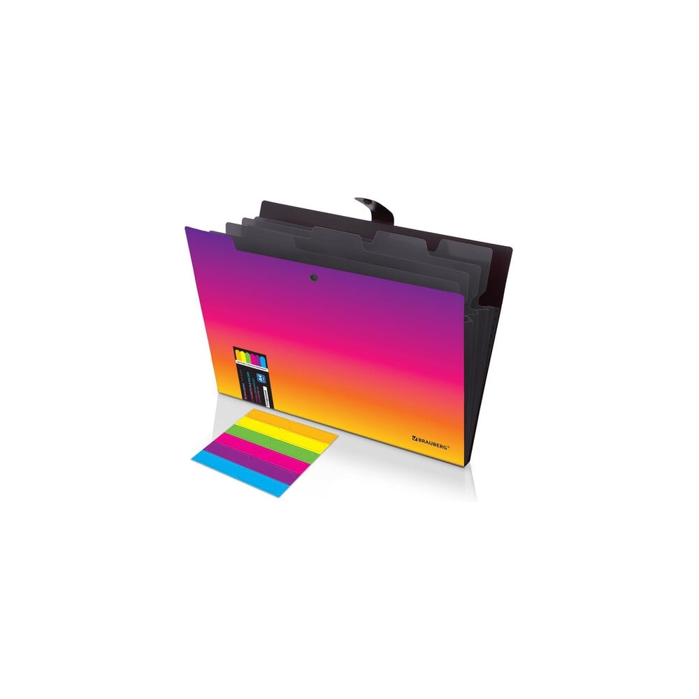 Изображение товара Папка-органайзер на кнопке BRAUBERG GRADE 5 отделений, A4, желто-розовый градиент, 274093