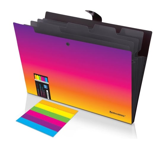 Изображение товара Папка-органайзер на кнопке BRAUBERG GRADE 5 отделений, A4, желто-розовый градиент, 274093