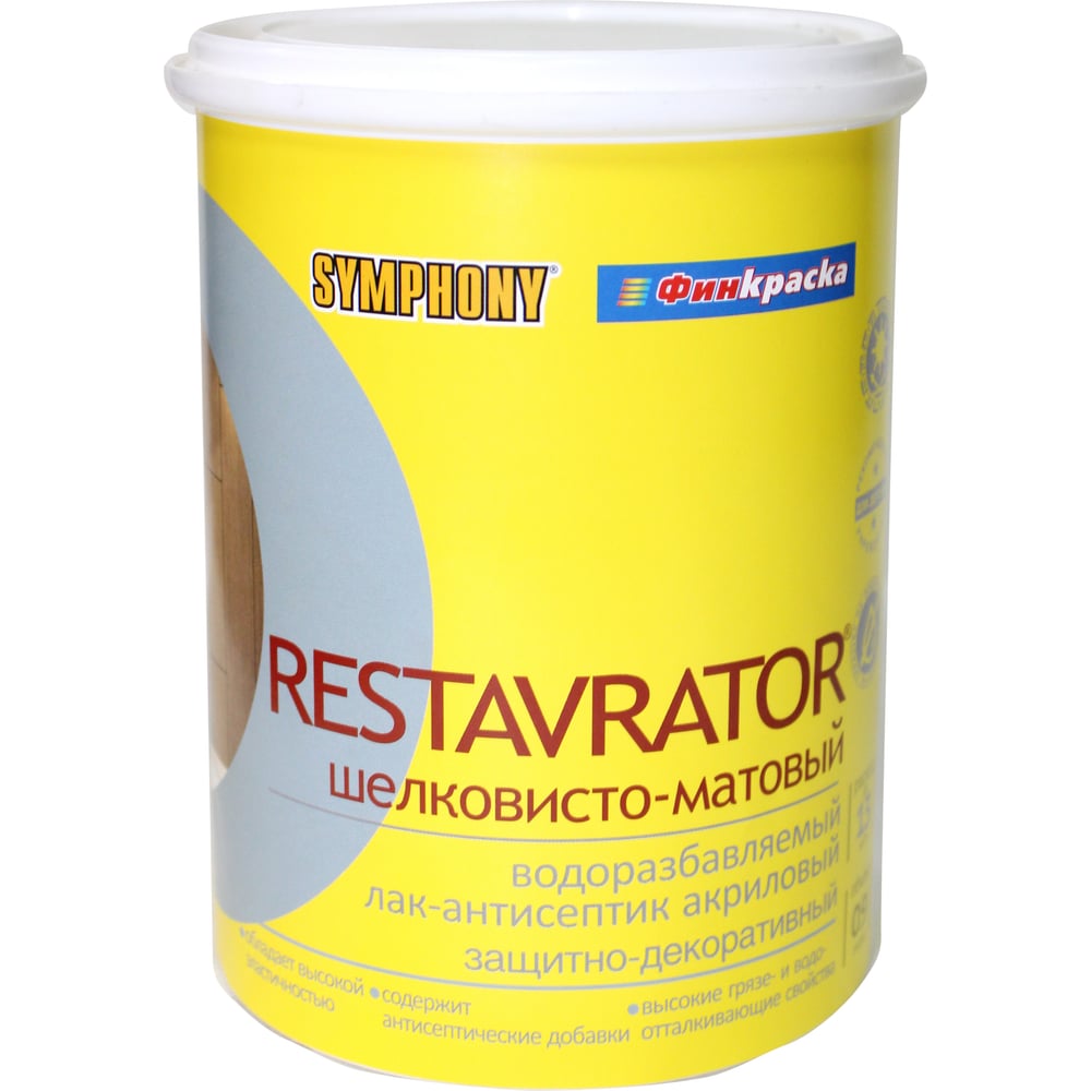 Изображение товара Лак антисептик SYMPHONY, реставратор EP шелк/матов, 1/0.9л, oсновной 00-01100994