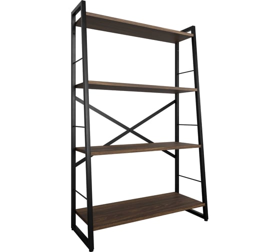 Изображение товара Стеллаж Металл-Завод GUTTA 117х73х28 см Л-образный с четырьмя полками, коричневый, черный GSL11773284B2