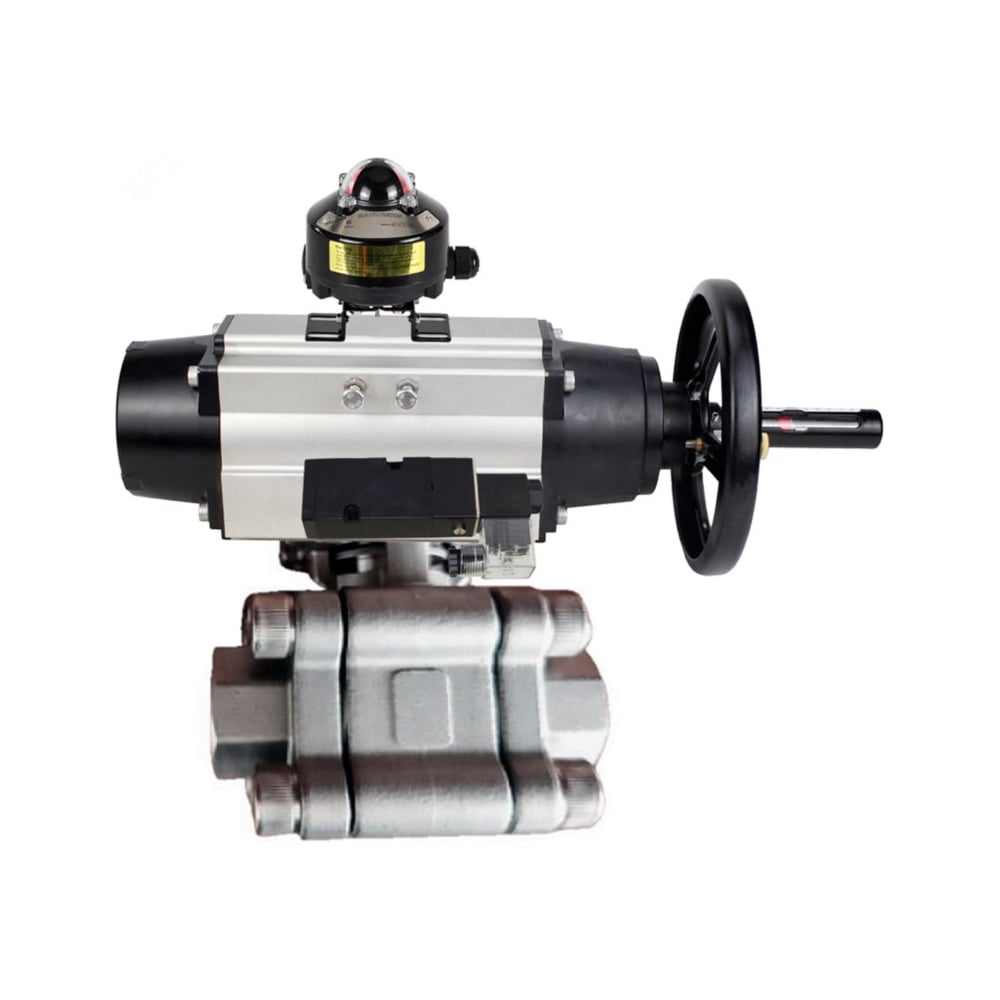 Изображение товара Кран шаровой 316-316 DN100 PN63 под приварку с PTFE-уплотнением и пневмоприводом