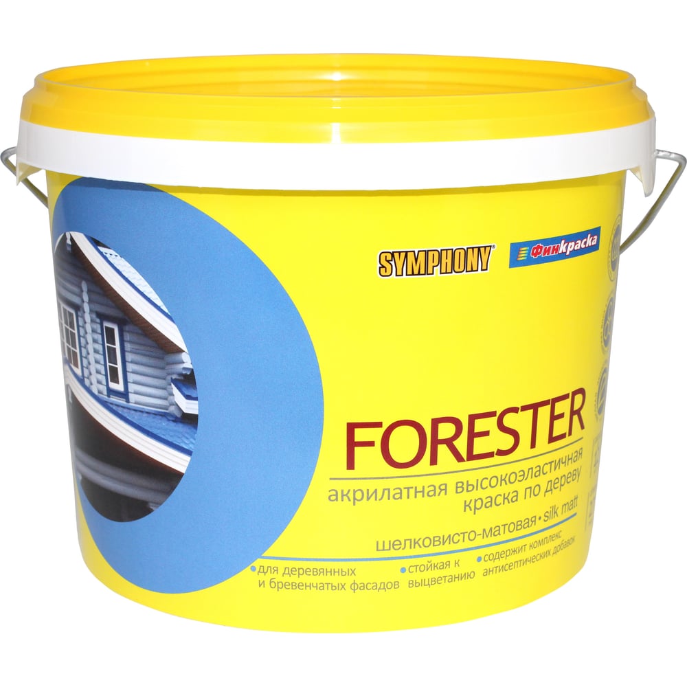 Изображение товара Краска фасадная по дереву SYMPHONY, форестер А пласт., 3/2.7л пласт., oсновной 00-01100270