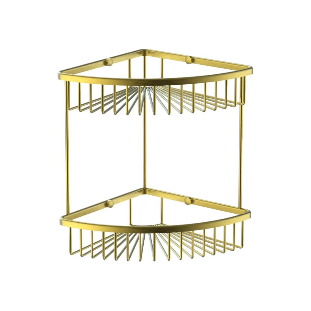 Изображение товара Полка для ванной Wonzon & Woghand 2-х ярусная Брашированное золото WW-4128-BG