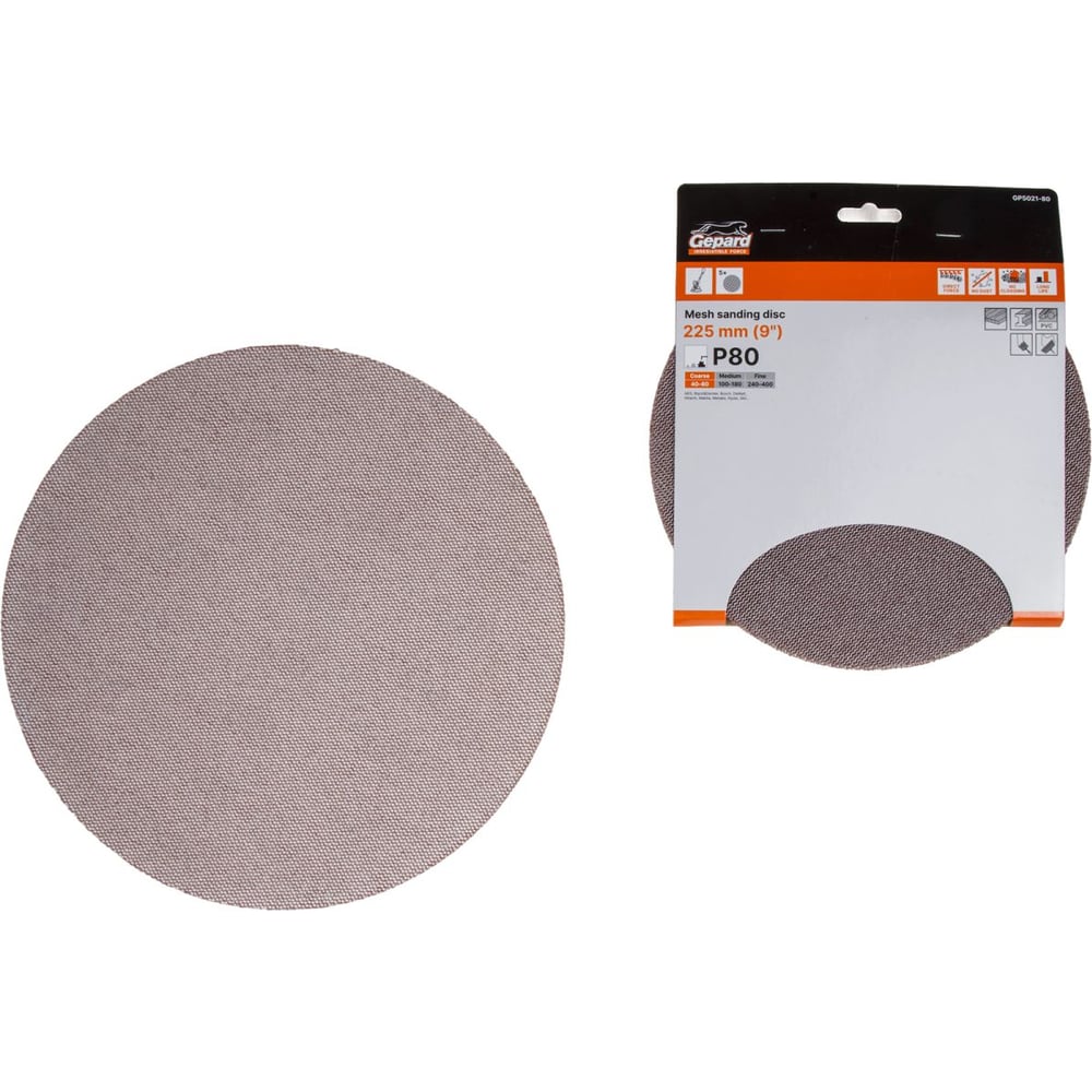 Изображение товара Шлифлист GEPARD GP5021-80 225 мм Р80 сетка