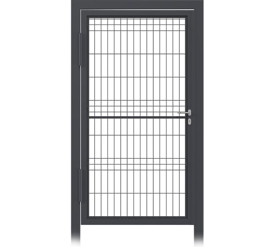 Изображение товара Калитка для проема Русская Свая ПРЕМИУМ c панелью 3D, 1000х2000мм, наружу, петли левые 7024 KAL-git-1000-lv-7024