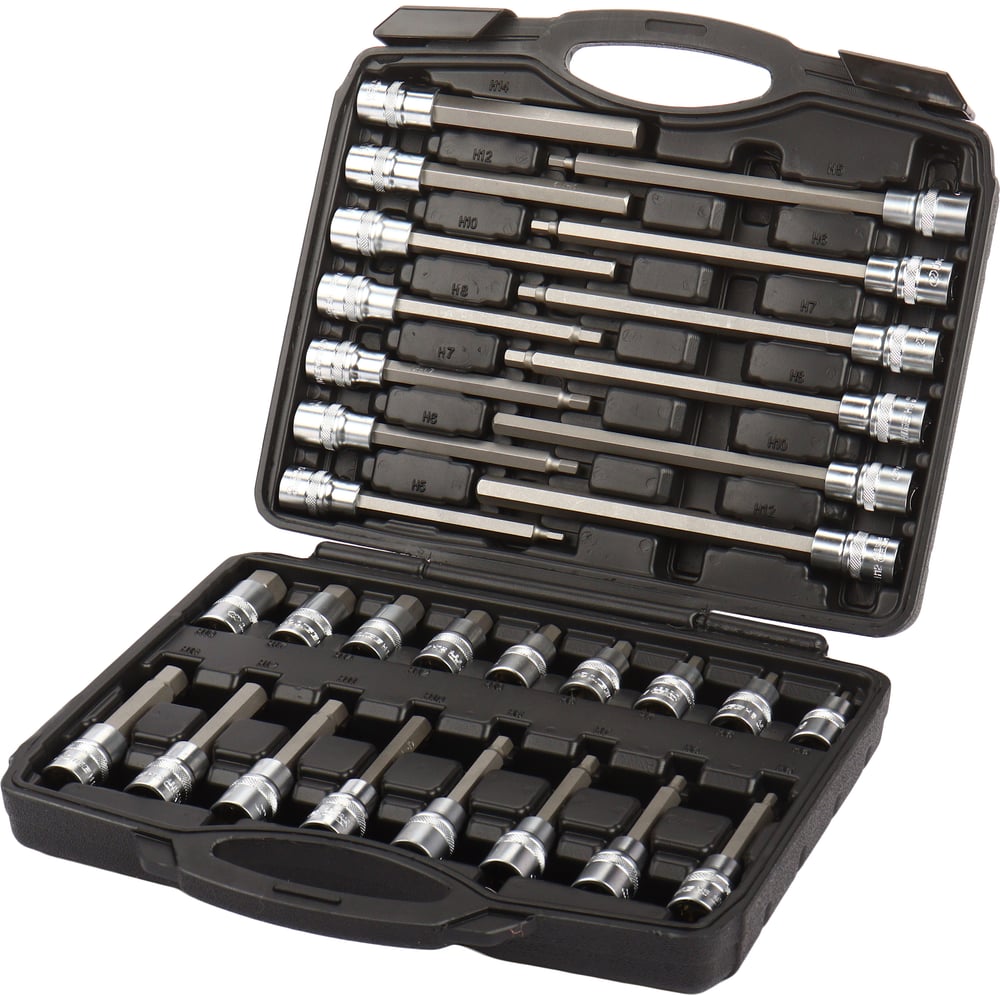 Изображение товара Набор торцевых головок-бит LIGE 1/2 (H5,H6,H7,H8,H10,H12,H14,H17,H19) 30пр., в кейсе LG-S4014 8801 880193