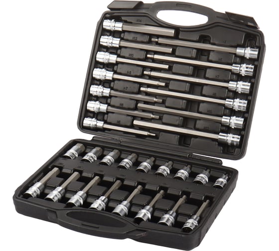 Изображение товара Набор торцевых головок-бит LIGE 1/2 (H5,H6,H7,H8,H10,H12,H14,H17,H19) 30пр., в кейсе LG-S4014 8801 880193