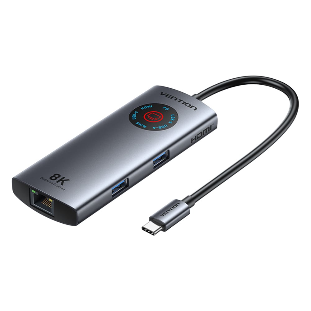 Изображение товара Хаб USB-C 6 в 1 Vention TQZHB с HDMI 8K и RJ45