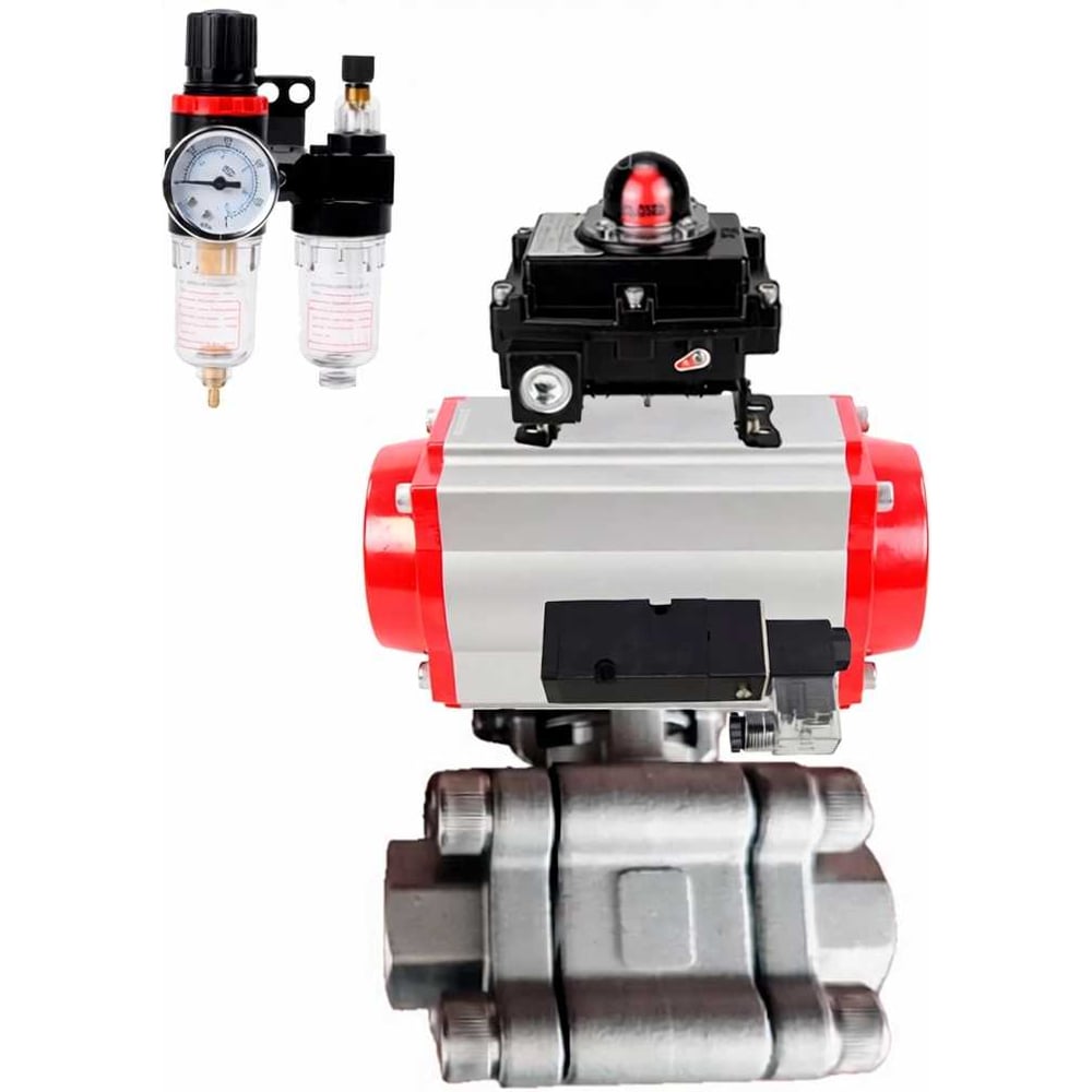 Изображение товара Кран шаровой 316-316-PTFE-FP-SW-ISO-H Ду40 Ру63 под приварку, пневмопривод DA-065, пневмораспр. 24VDC, БКВ LSB-410 Ex, БПВ DN.ru D160-76092