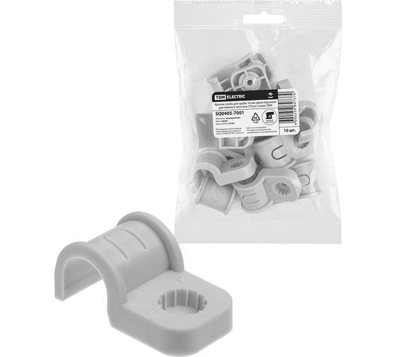 Изображение товара Крепеж-скоба TDM ELECTRIC для трубы 16 мм односторонняя для прямого монтажа серая, упаковка 500 штук SQ0405-7001