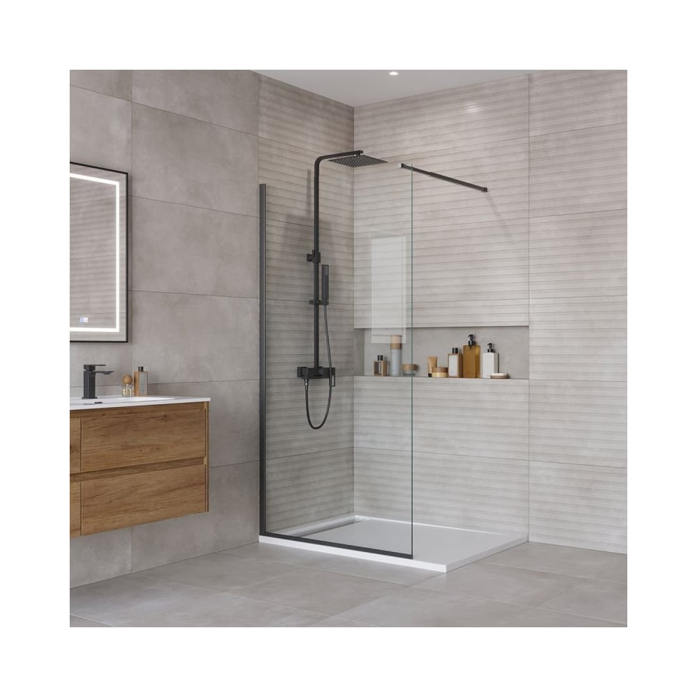 Изображение товара Душевая перегородка BelBagno KRAFT-L-1-100-C-NERO