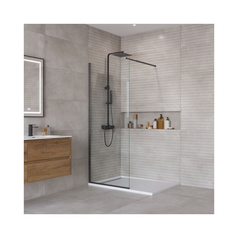 Душевая перегородка BelBagno KRAFT-L-1-80-C-NERO