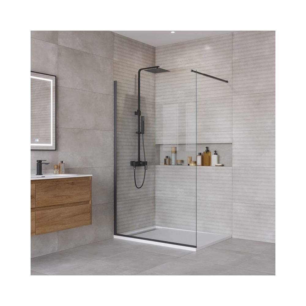 Изображение товара Душевая перегородка BelBagno KRAFT-L-1-110-C-NERO