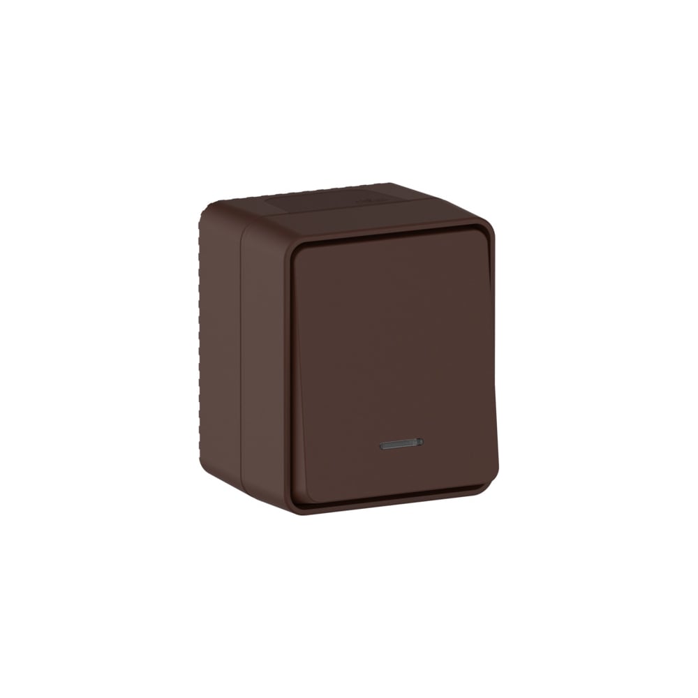 Изображение товара Выключатель с подсветкой Systeme Electric 1-клавишный ATLASDESIGN PROFI, коричневый, IP54, открытый монтаж, 10 АХ, ATN546013