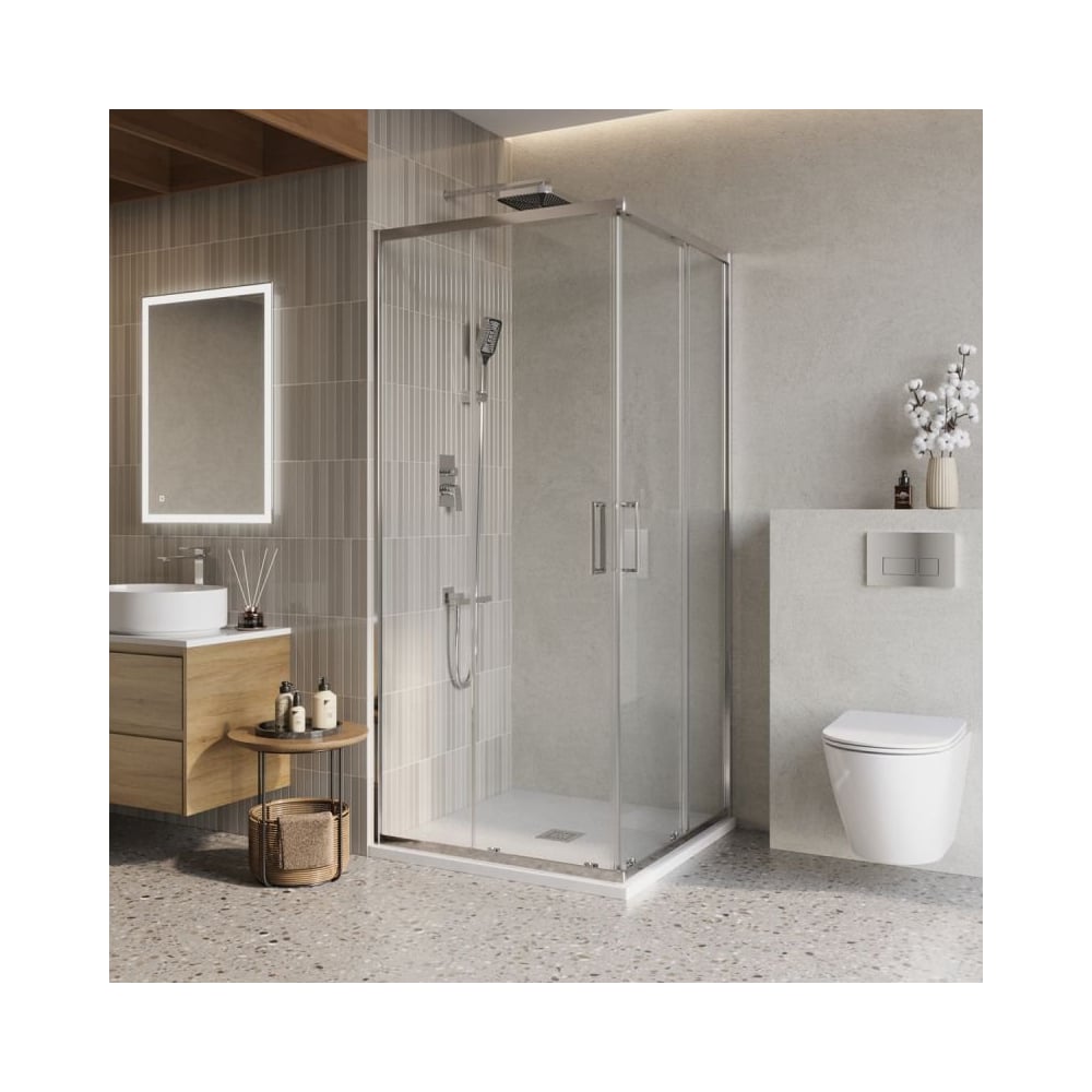 Изображение товара Душевой уголок BelBagno LUCE-A-2-80-C-Cr с раздвижной конструкцией