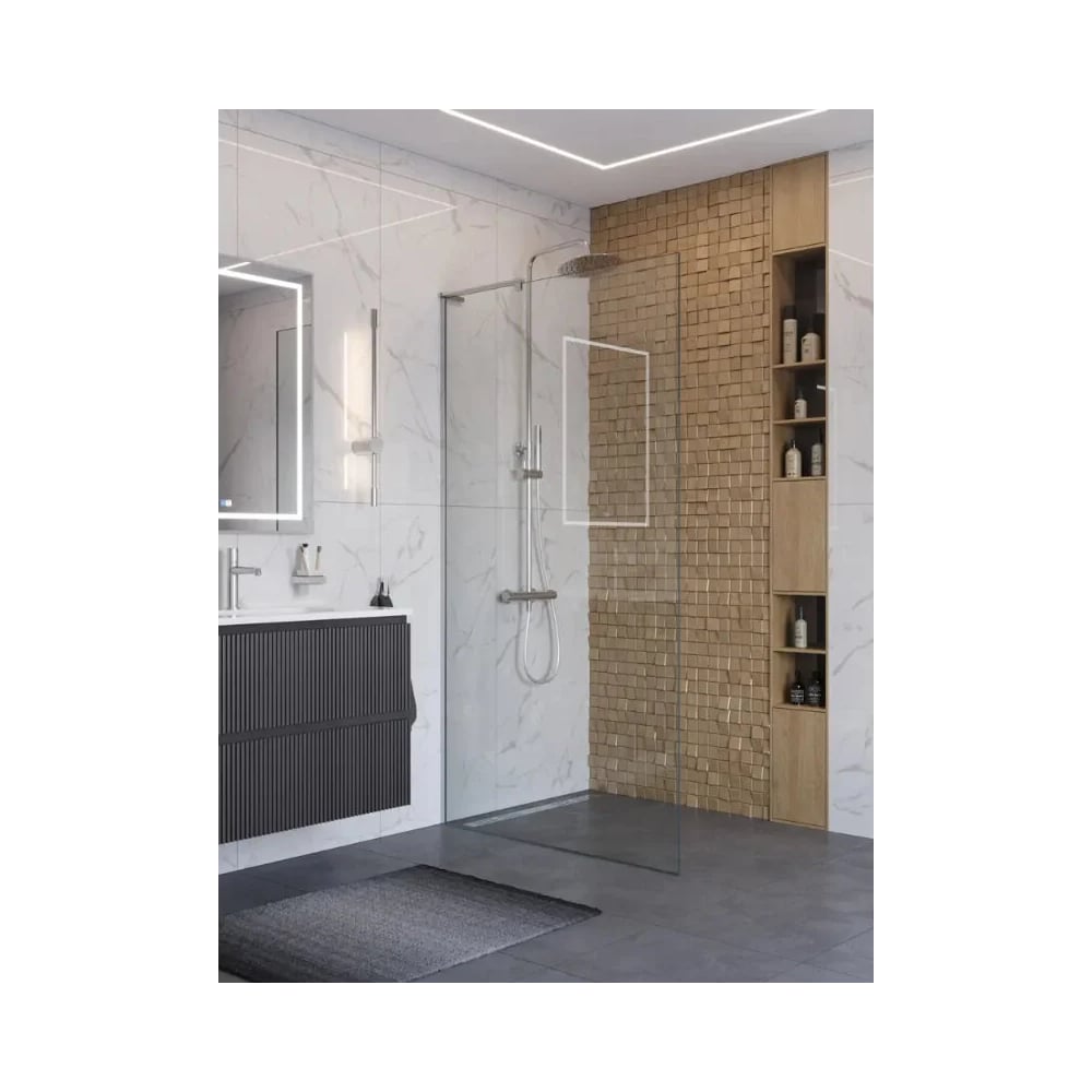 Изображение товара Душевая перегородка BelBagno UNO-L-1-TB 1100 мм прозрачное хром Изображение товара Душевая перегородка BelBagno UNO-L-1-TB 1100 мм прозрачное хром