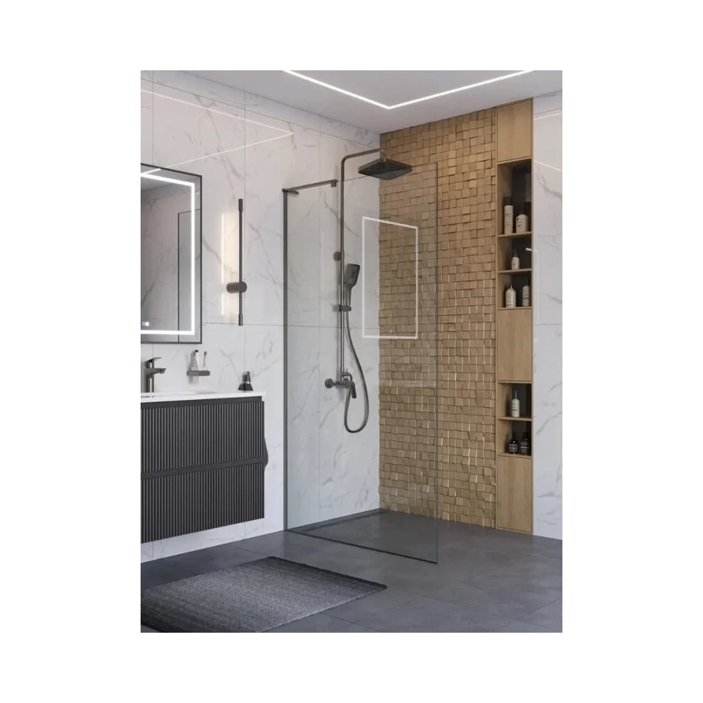 Изображение товара Душевая перегородка BelBagno UNO-L-1-TB-60-C-GM Изображение товара Душевая перегородка BelBagno UNO-L-1-TB-60-C-GM