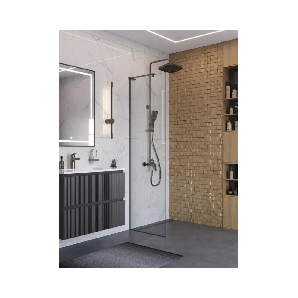 Изображение товара Душевая перегородка BelBagno UNO-L-1-TB-70-C-GM 8 мм безопасное стекло Изображение товара Душевая перегородка BelBagno UNO-L-1-TB-70-C-GM 8 мм безопасное стекло