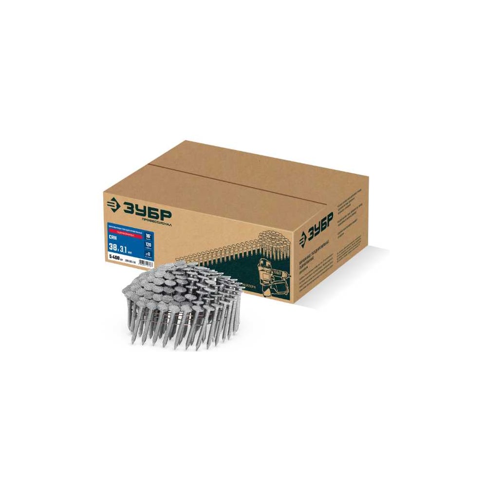 Изображение товара Барабанные гвозди кровельные оцинкованные ЗУБР CRN 38 х 3.1 мм, 5400 шт 305385-38