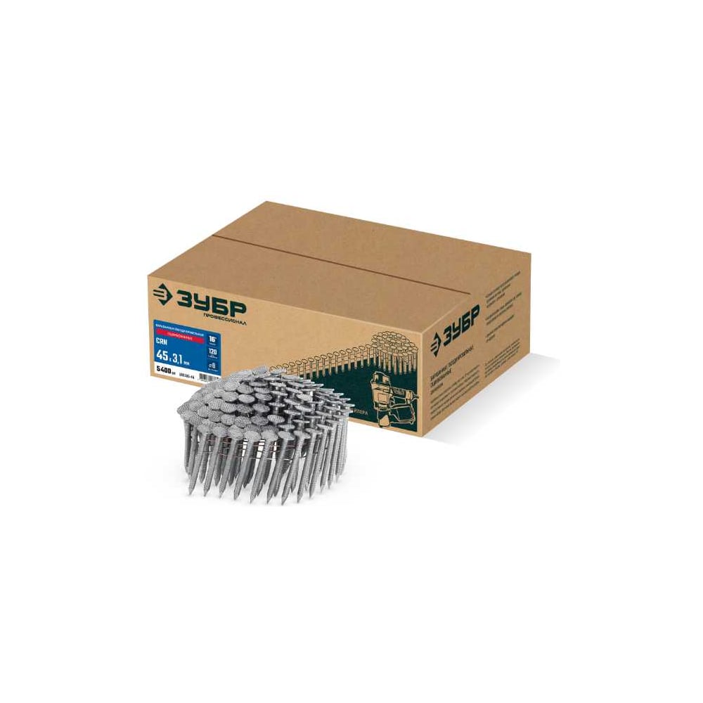 Изображение товара Барабанные гвозди ЗУБР CRN 45 x 3.1 мм — оцинкованные для кровли