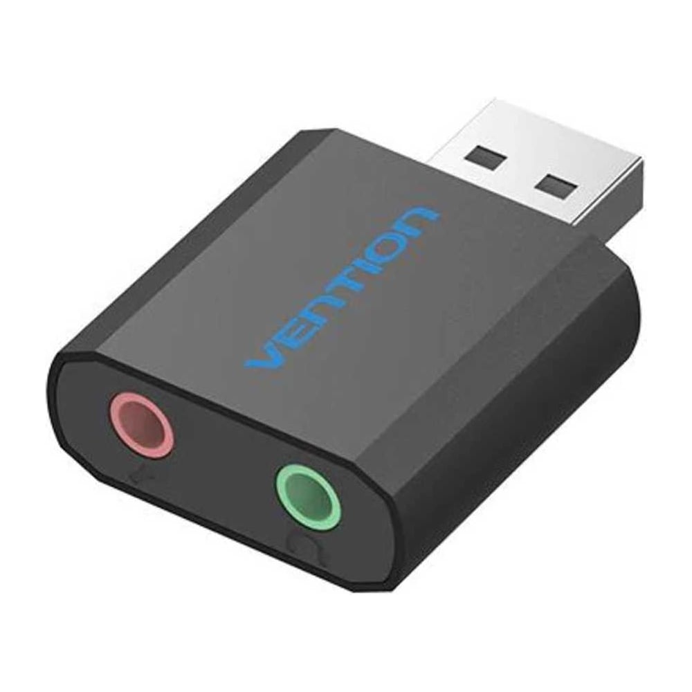 Изображение товара Звуковая карта VENTION VAB-S17-B черная с двумя разъемами 3,5 мм