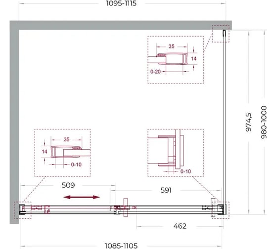 Изображение товара Душевой уголок BelBagno SOFT_CLOSE-1-AH-1-110/100-C-GM