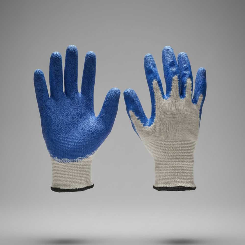 Изображение товара Перчатки трикотажные с текстурированным латексным покрытием "Компания "САБ" Кулак лайт (бело-синие) 10 пар ПЕР1315