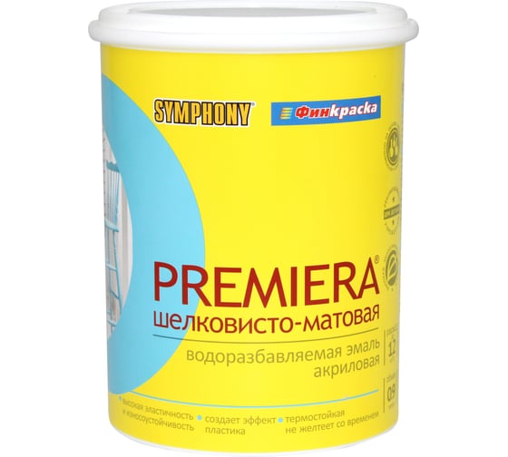 Изображение товара Краска SYMPHONY в/э, премьера А шелк/матов., 3/2.7л пласт., oсновной 00-01100419
