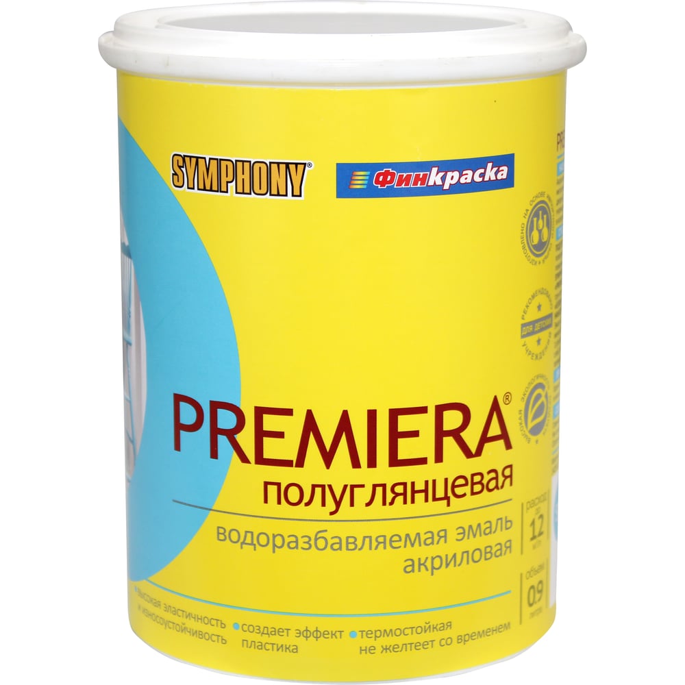 Изображение товара Краска SYMPHONY в/э, премьера А п/гл, 1/0.9л пласт., oсновной 00-01100424