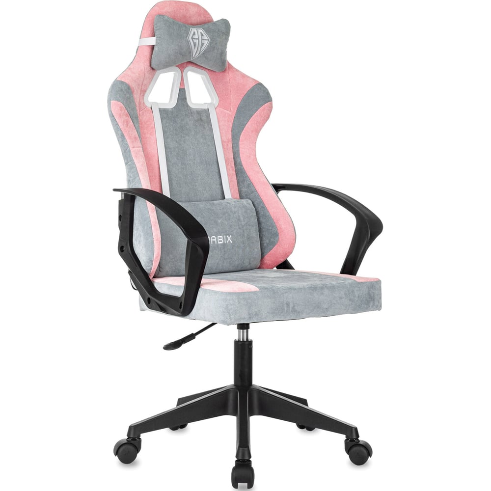 Изображение товара Кресло компьютерное BRABIX Forcer GM-127, 2 подушки, ткань, розовое/серое, LT28/velvetLUX36, 533215