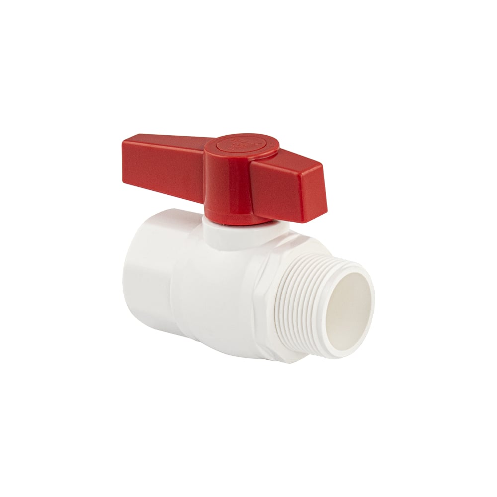 Изображение товара Кран шаровый Санакс 1 1/4" г/ш, ручка-рычаг, серия МАКплюс, из АБС пластика, в пакете, цвет БЕЛЫЙ. M471-114