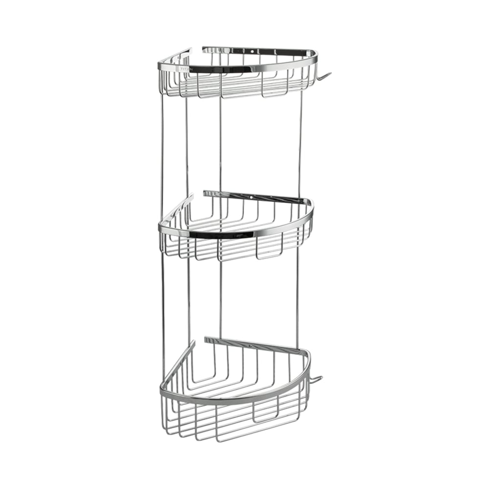 Изображение товара Полочка угловая овальная тройная, серия ТИТАН, цвет ХРОМ. GFmark 77255