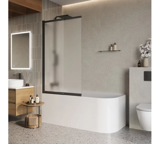 Изображение товара Душевая шторка на ванну BelBagno LUCE-VF-11-90/145-P-NERO