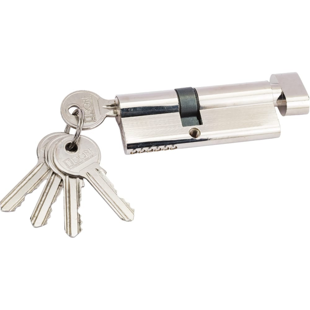 Изображение товара Цилиндр замка ключ/барашек DORF компьютерный,5 ключей, никель 35*45 COM_DORF_80(35x45)_k_kn