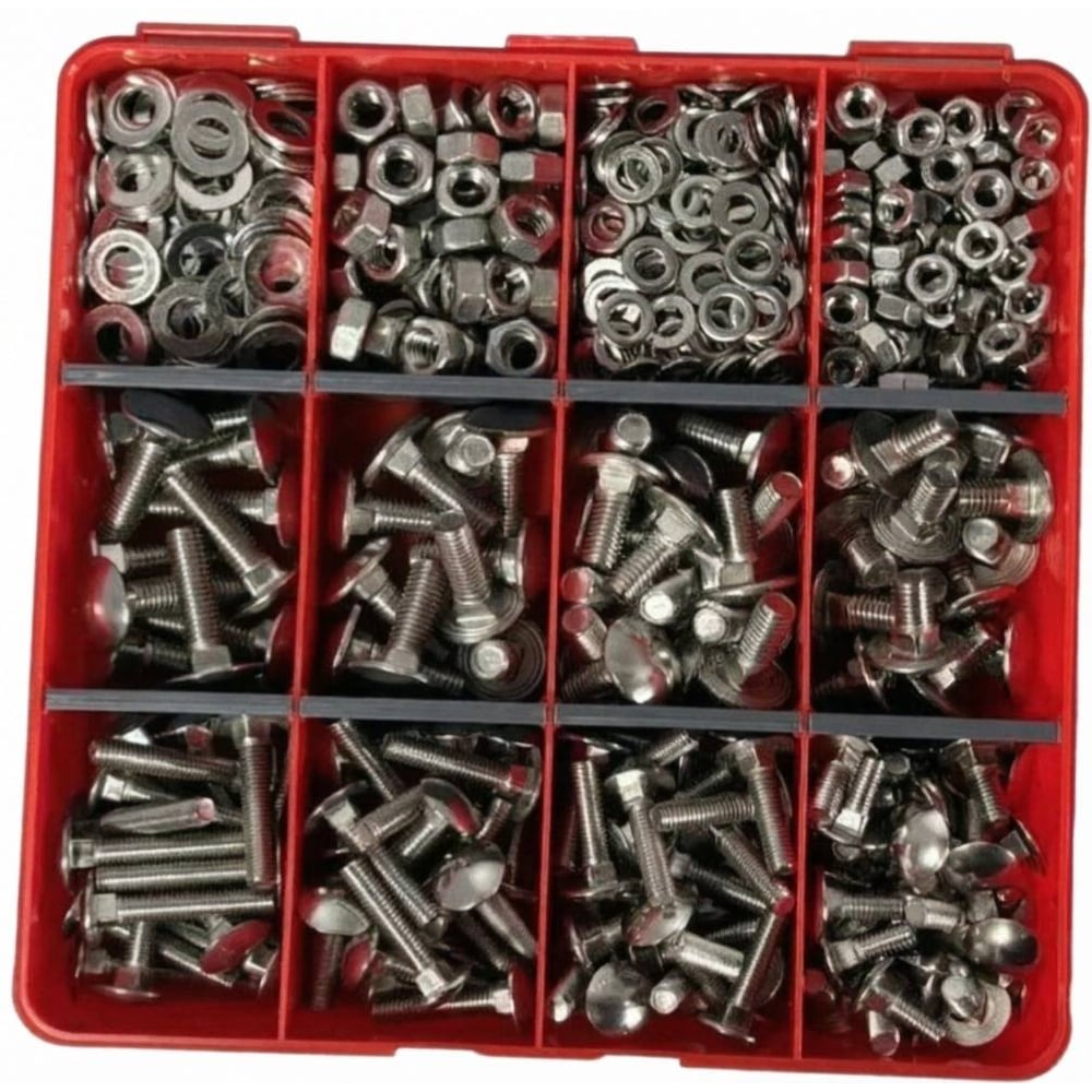 Изображение товара Болт мебельный 23 Болта нержавеющая сталь + гайка,шайба в органайзере НАБОР 1 20000126