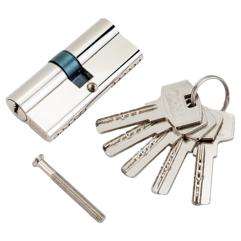 Изображение товара Цилиндр замка ключ/ключ DORF компьютерный,5 ключей, никель 35*55 COM_DORF_90(35x55)_k_k