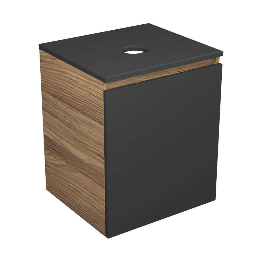Тумба Bauedge Bau Dream Blackwood 50 графит, раковина BAU Nimb 51x41 белая, смеситель Hotel Dream, нерж. сталь, выпуск клик клак, хром SD4162