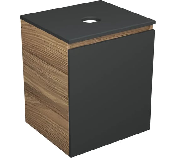 Изображение товара Тумба Bauedge Bau Dream Blackwood 50 графит, раковина BAU Nimb 51x41 белая, смеситель Hotel Dream Black, нерж. сталь, черный SD4155