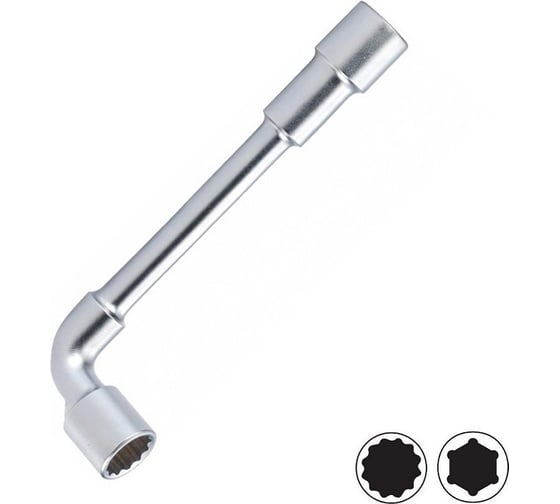 Изображение товара Ключ гаечный разносторонний FORCE 75323А 6 и 12-ти гранный Г-образный 23мм, с отверстием под шпильки 75323A